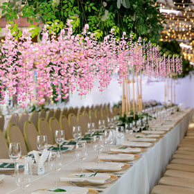 Alotiki wisteria flowers with three-branch vine for versatile decor.