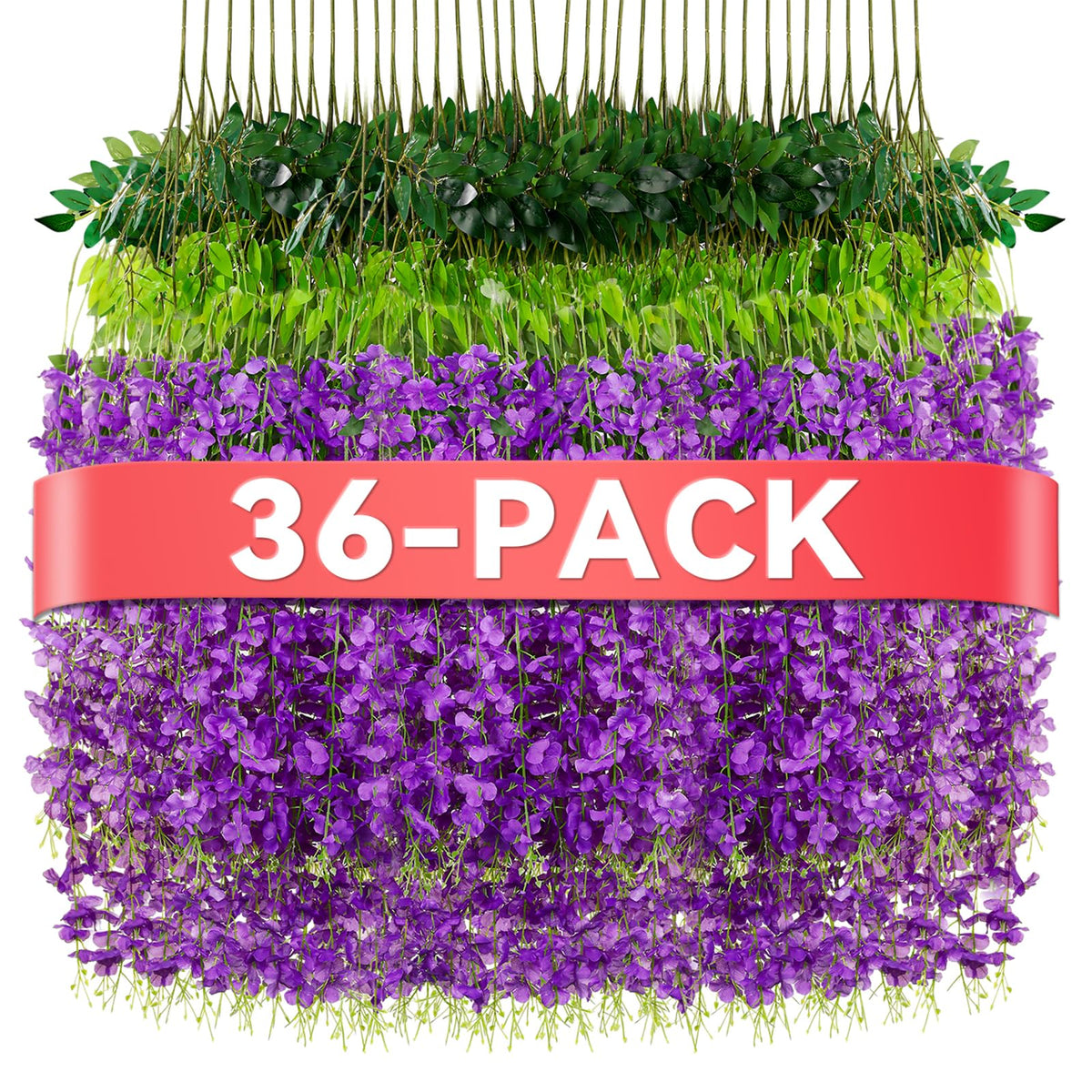 Alotiki wisteria hanging flowers purple 36-pack for wedding arch decor