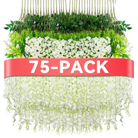 Alotiki white wisteria hanging flowers, 75 vines for elegant wedding decor
