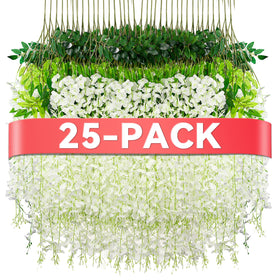 Alotiki Wisteria hanging flowers white vines on a branch for elegant decor.