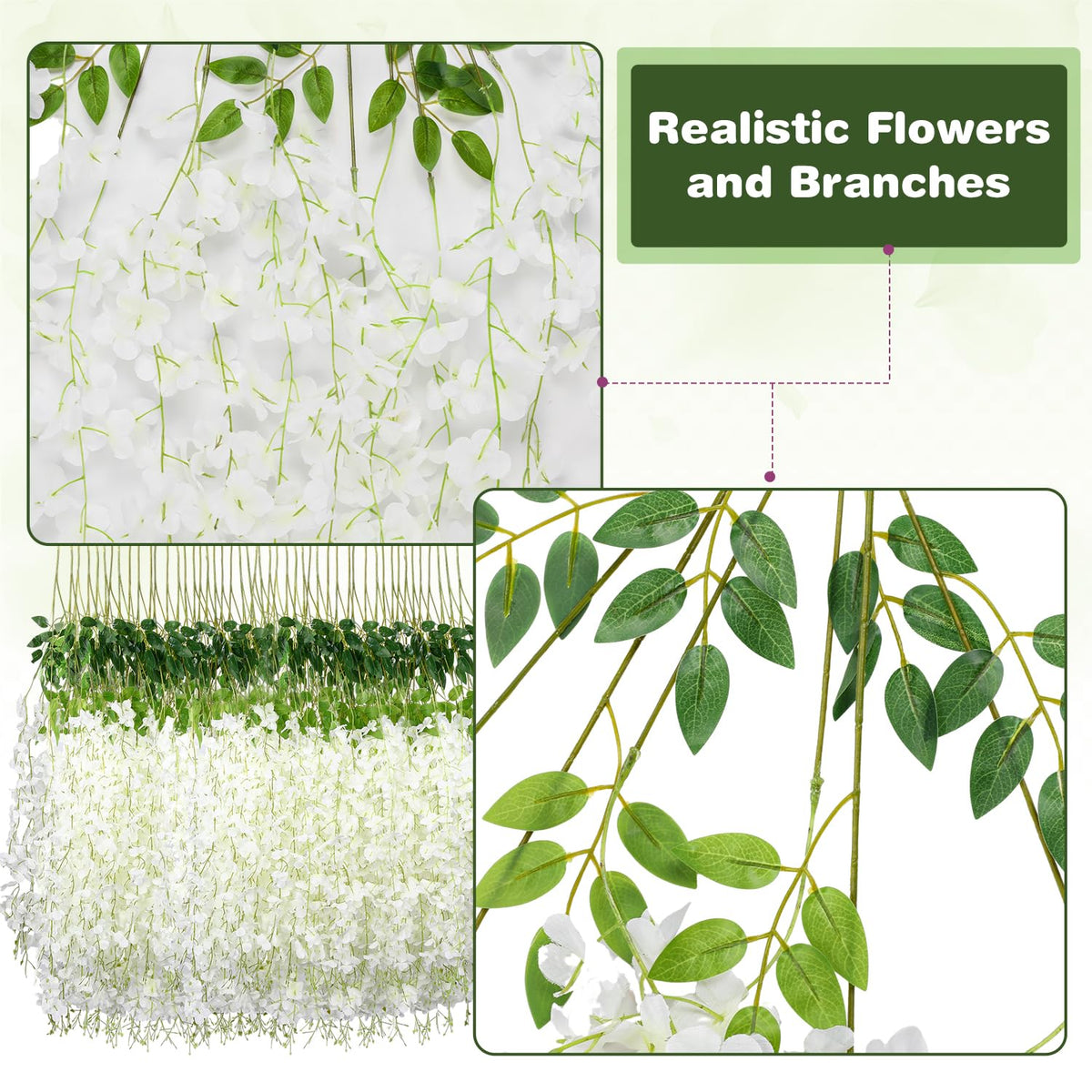 Alotiki Wisteria 3.6 ft length ideal for ceiling draping and room decor.