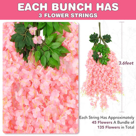 Alotiki Wisteria pink flowers close-up highlights silky texture for luxe decor.