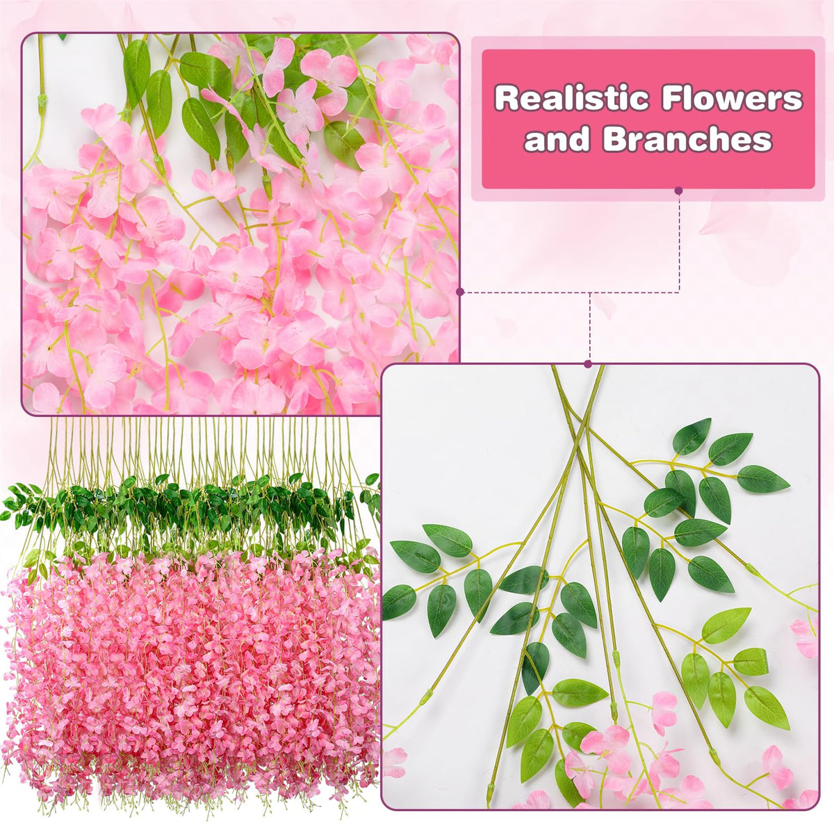 Alotiki Wisteria vines length 3-6 feet offer flexible installation.