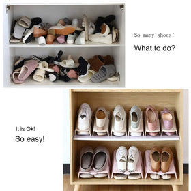 ALPENKOK double-layer shoe divider boosts shelf capacity while protecting shoe shape.