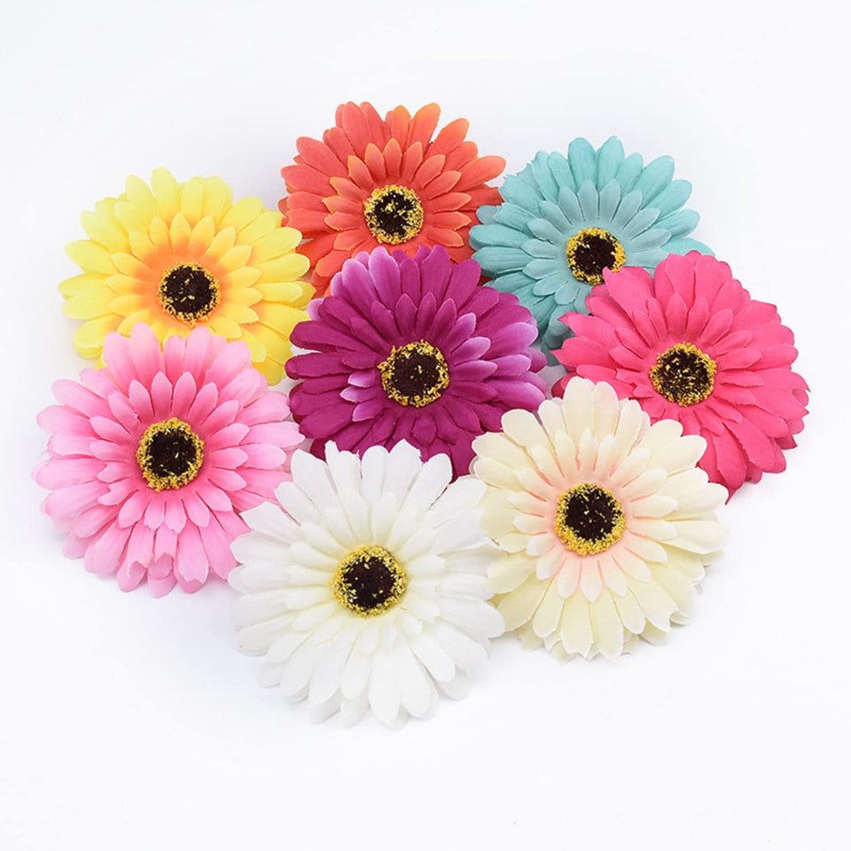 Alpertie fake flower head daisy in mixed colors for DIY crafts and bouquets