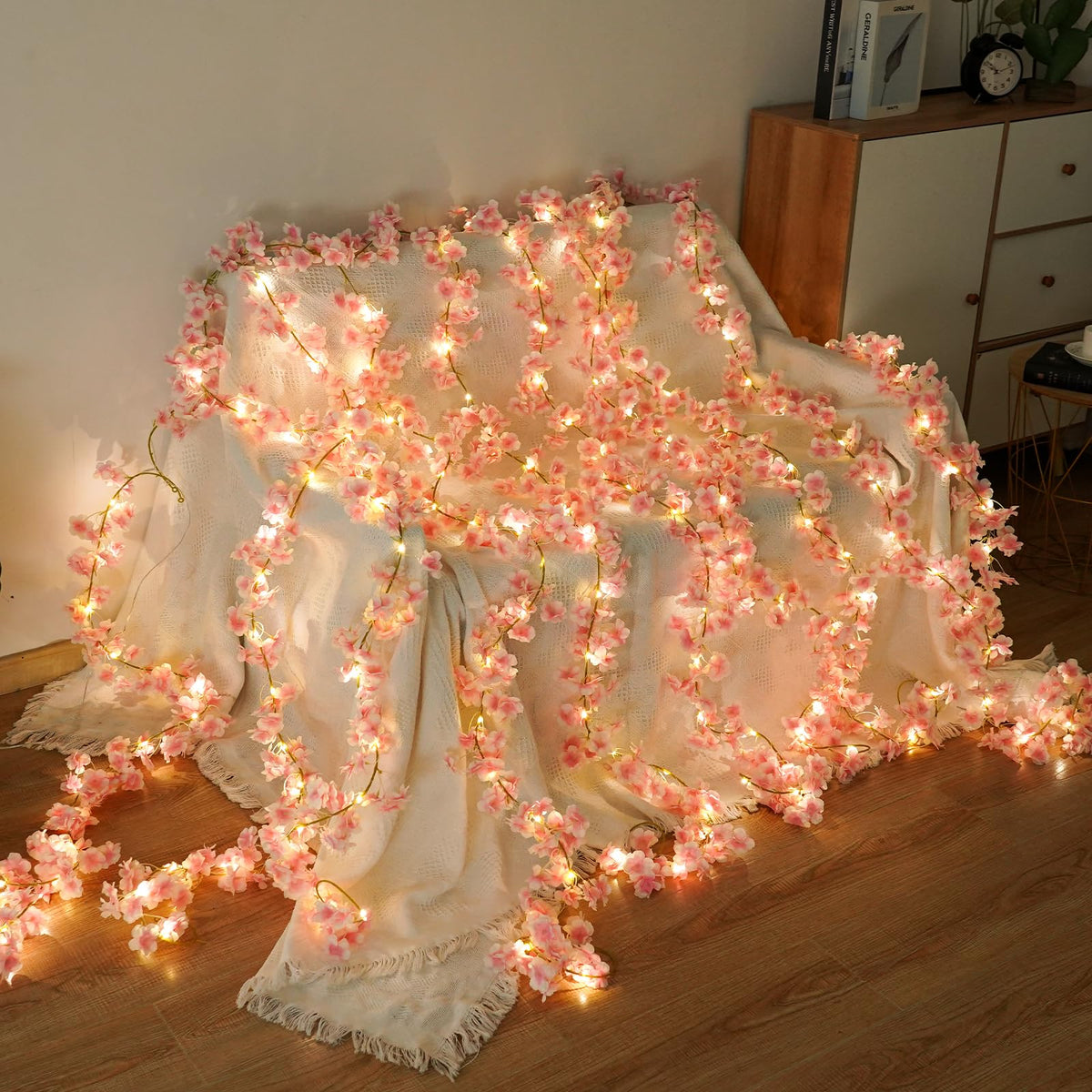 Alpha Decor outdoor cherry blossom string lights create romantic ambiance for events.