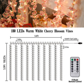 Alpha Decor photo backdrop cherry blossom garland elevates imagery with a gentle glow.