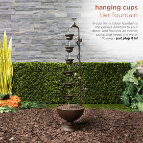 Alpine MAZ254 outdoor floor fountain delivers soothing waterfall ambiance for entryways.