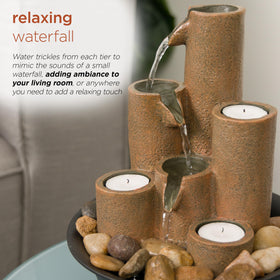 Alpine WCT202 warm glow from built-in tealights enhances ambient atmosphere.