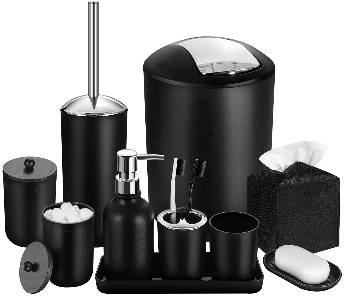 ALPIRIRAL black toilet brush holder—durable, keeps bathroom tidy.