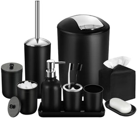 ALPIRIRAL black toilet brush holder—durable, keeps bathroom tidy.