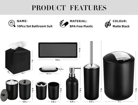 ALPIRIRAL black trash can with 360° lid—hands-free waste disposal.