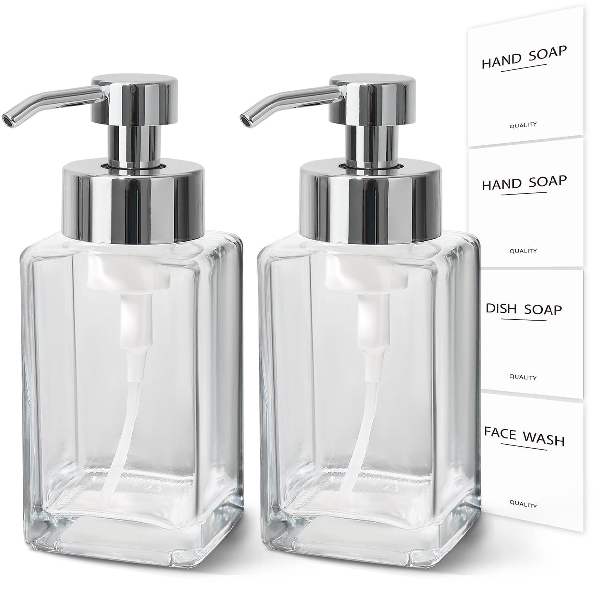 ALPIRIRAL two-square glass dispensers for a minimalist bathroom