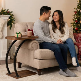 ALPOME living room setup with C-shaped end table beside sofa