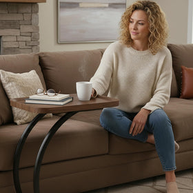 ALPOME side table beside sofa serves as a snack station