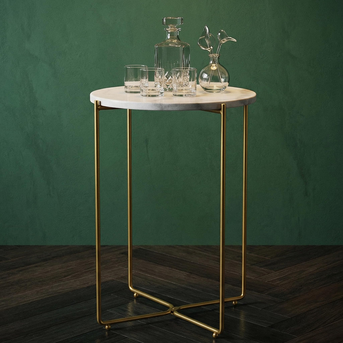 ALPOME gold metal legs add contemporary shine and stability.