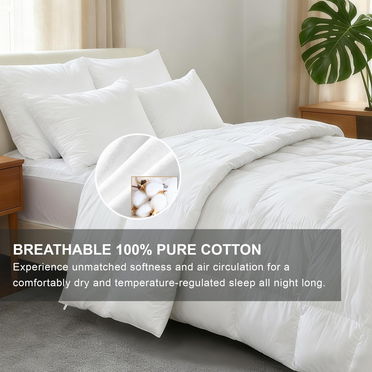 Eight corner tabs secure duvet cover to prevent shifting and bunching.
