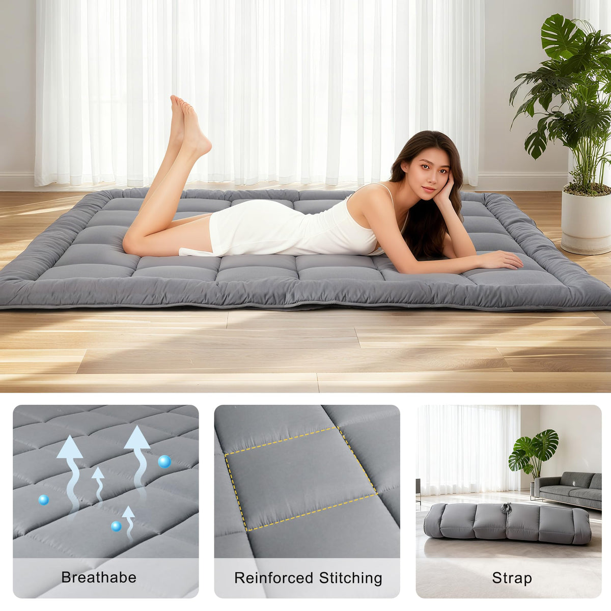 ALPSWAN multifunctional mattress suitable for camping, guests, and living rooms.