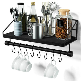 Alsonerbay floating shelf with towel bar on wall for bathroom organization