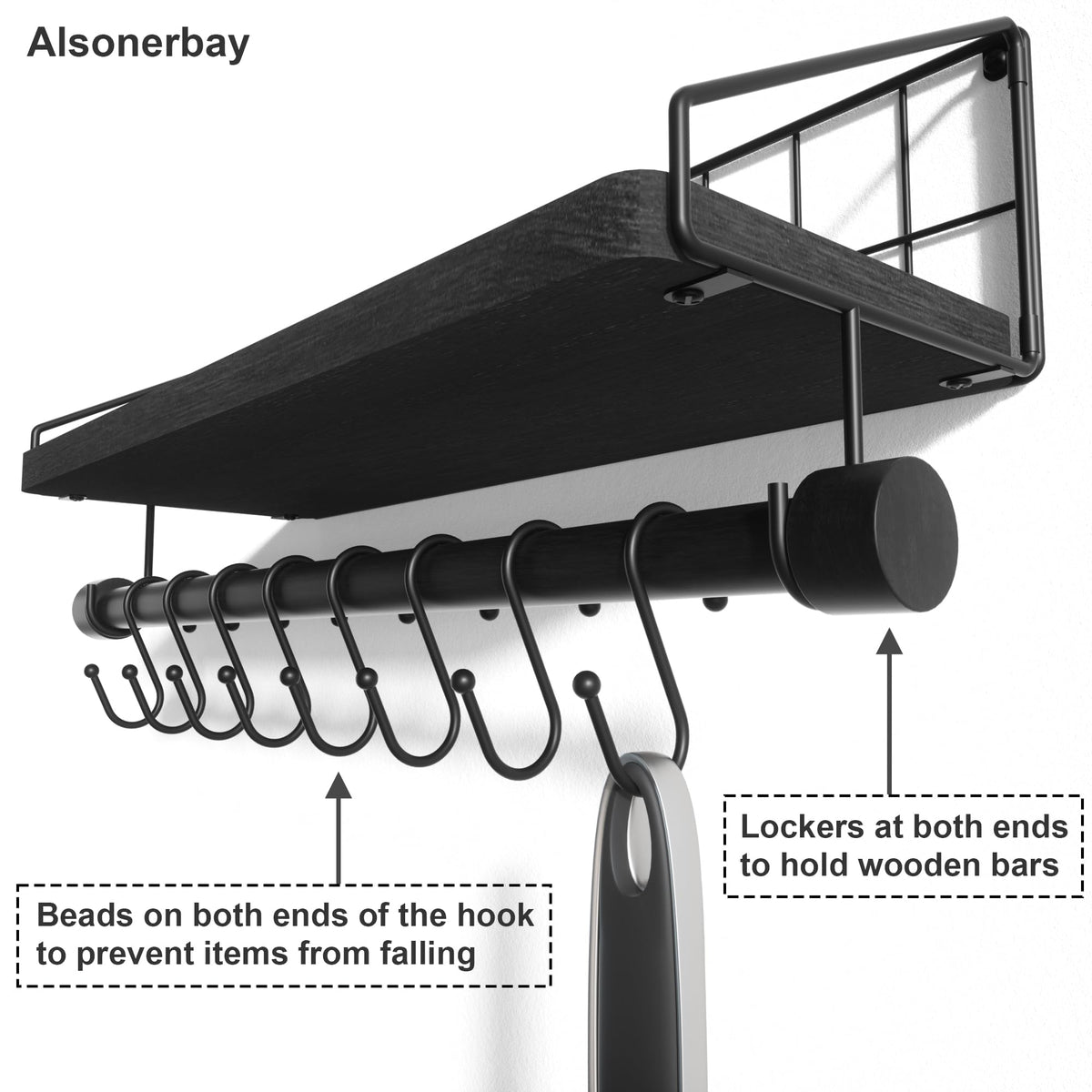 Alsonerbay mug-hanging shelf keeps coffee station tidy and accessible