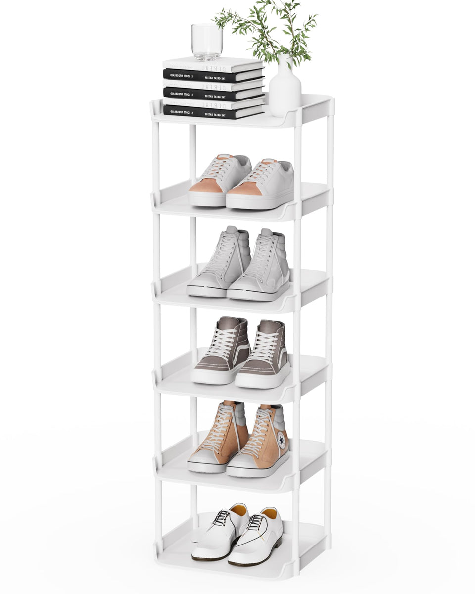 Altdnmaf 6-tier narrow shoe rack side view for slim hallway space.