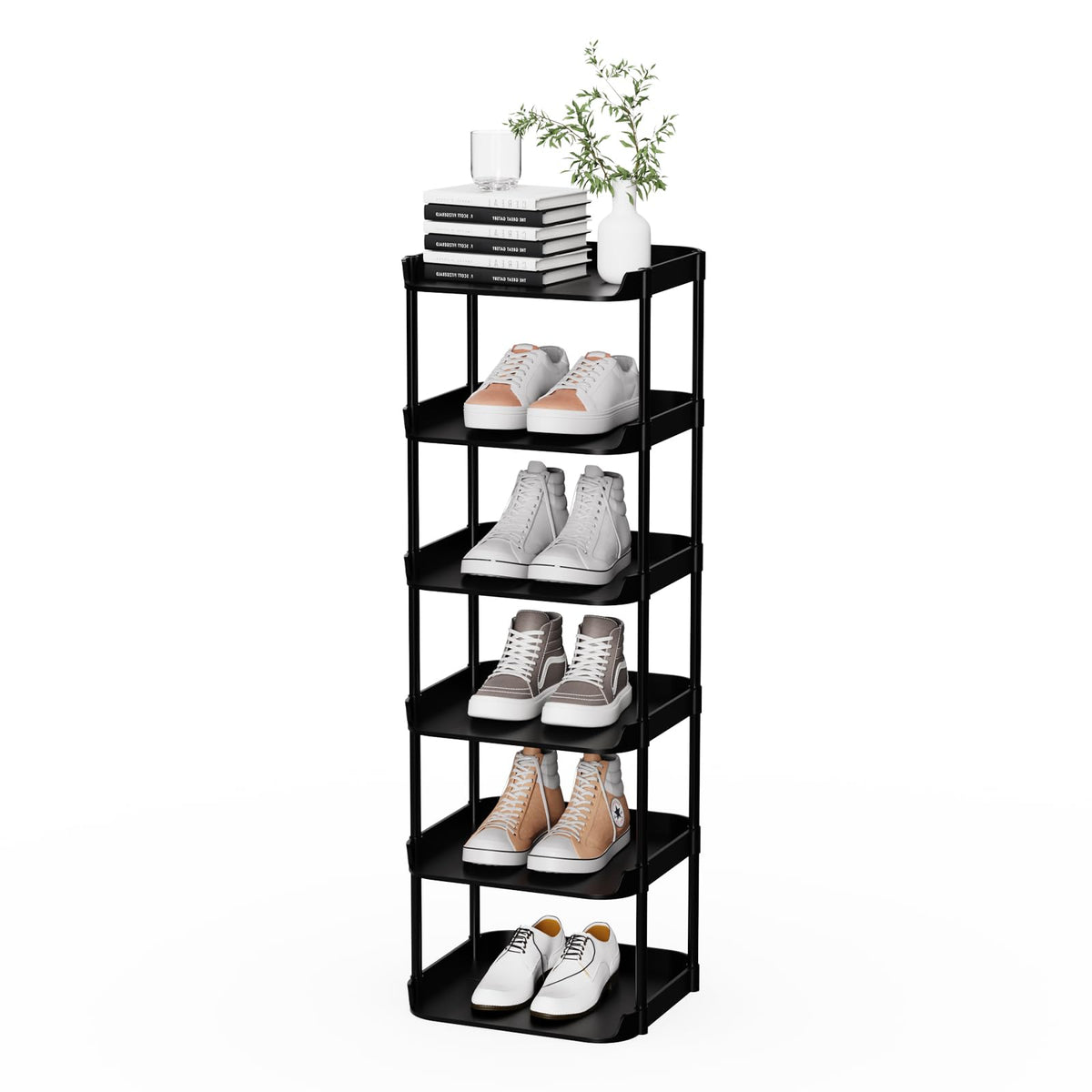 Altdnmaf 6-tier narrow shoe rack side view for tight corners and entryways