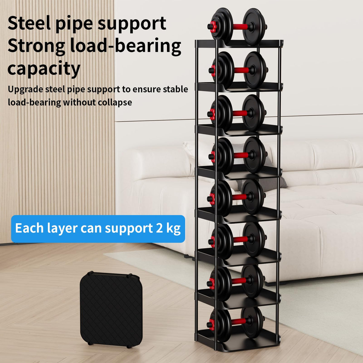 Altdnmaf black slim shoe rack keeps footwear organized and accessible.