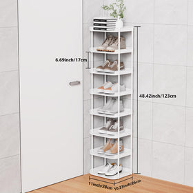 Altdnmaf narrow shoe storage rack side view highlights tall space-saving profile