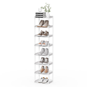 Altdnmaf narrow shoe storage rack top view shows compact white design for slim hallways