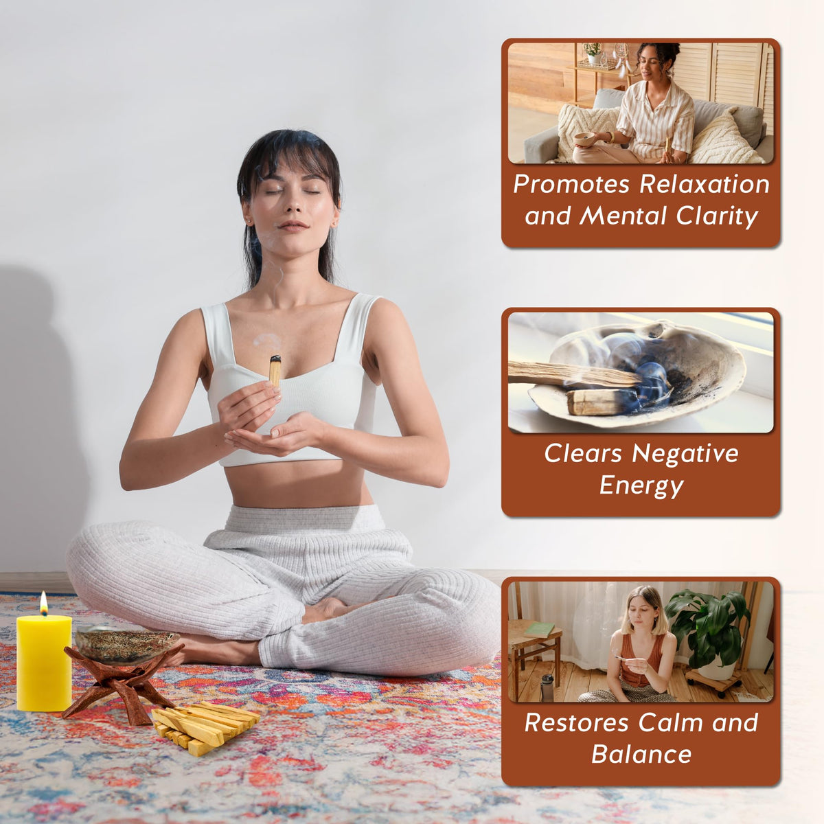 Alternative Imagination smudging ritual with Palo Santo for grounding and focus.