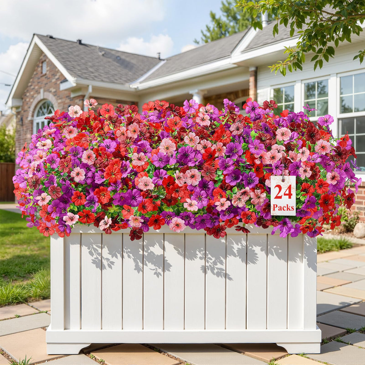 Alupssuc 24 bundles with leaf grass for versatile indoor/outdoor décor, easy care.