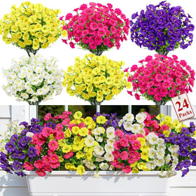 Alupssuc 24-bundle morning glory with eucalyptus for durable outdoor decor.