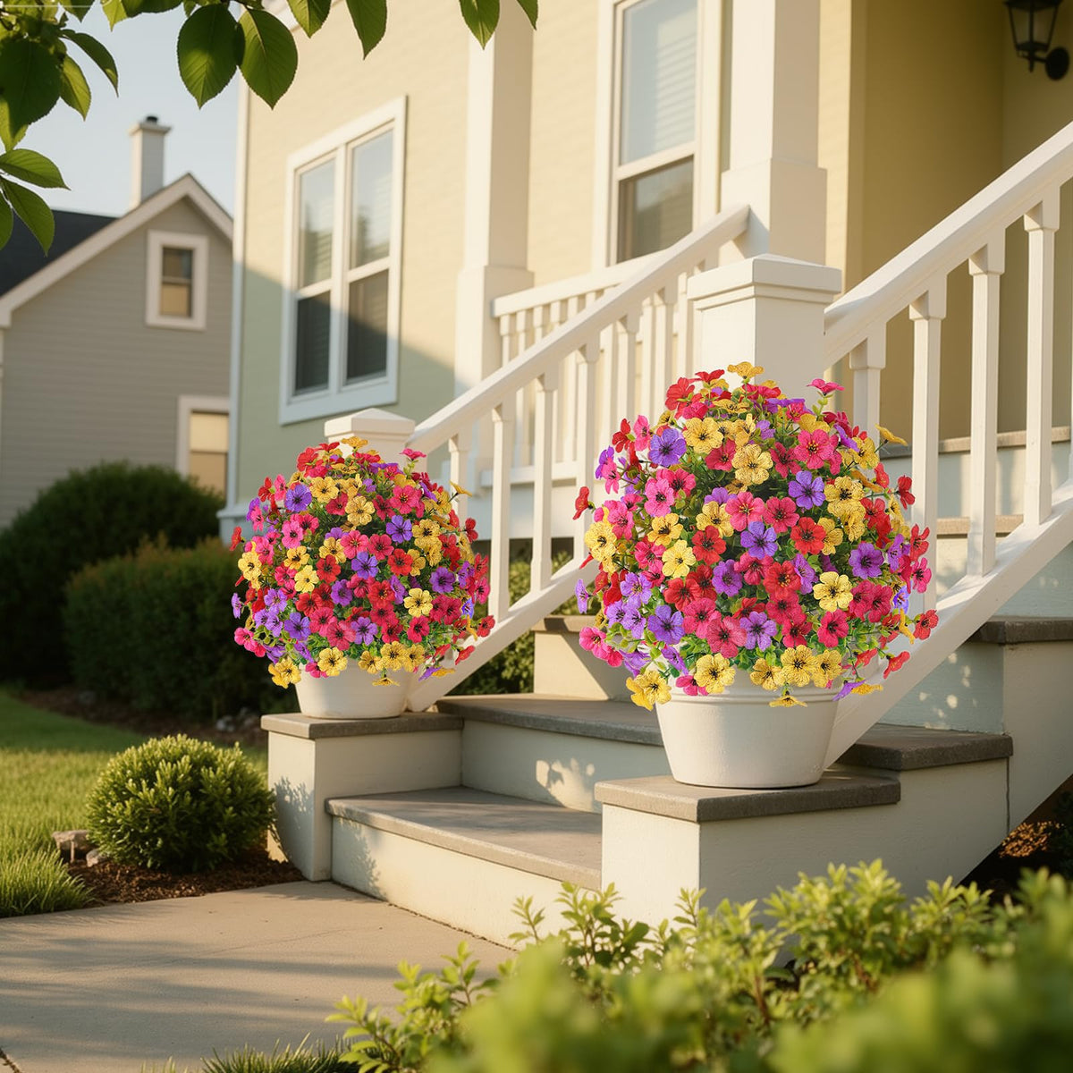 Alupssuc all-weather topiary withstands rain and wind for year-round decor.