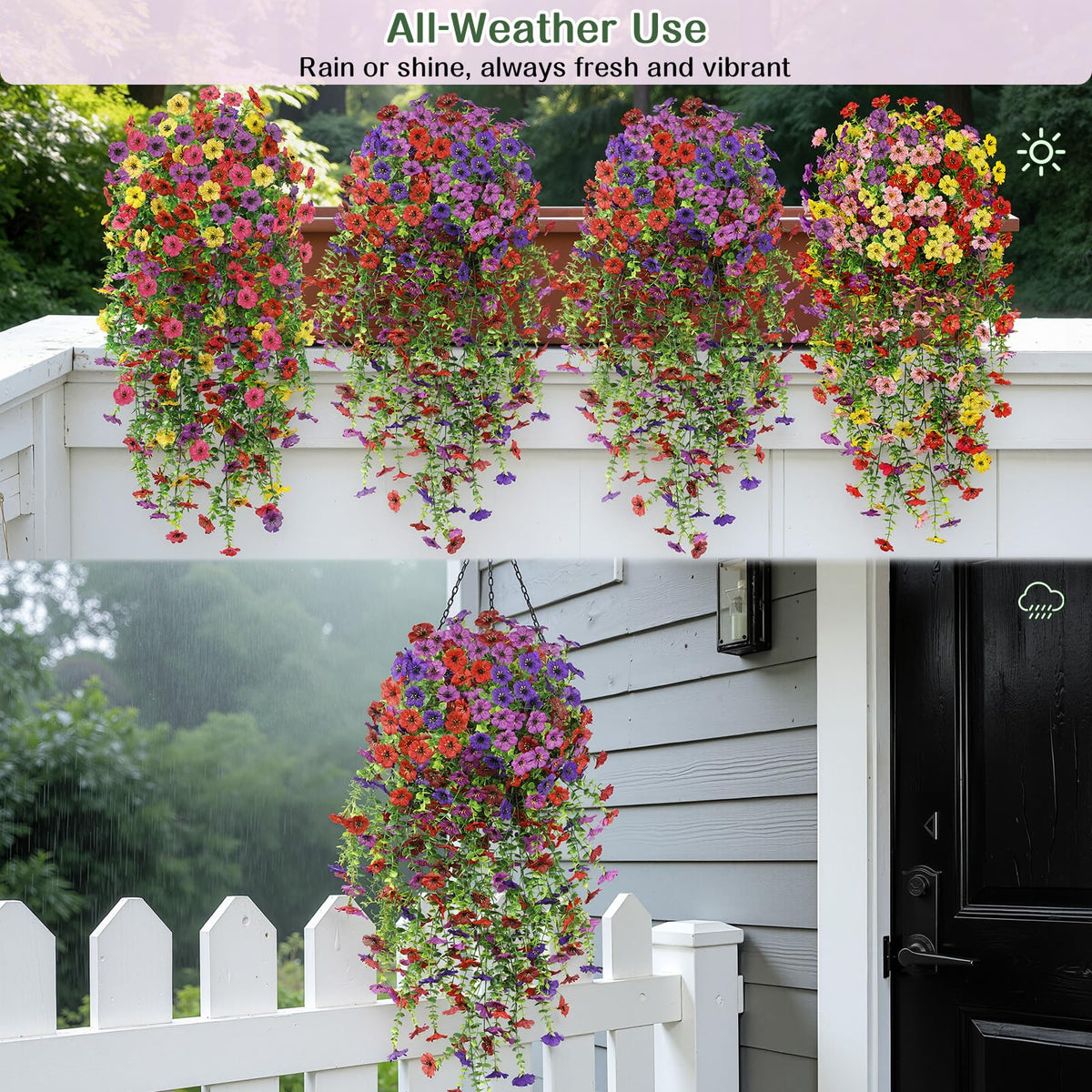 Alupssuc dark-purple-daisy hanging bundle for dramatic yard focal point.