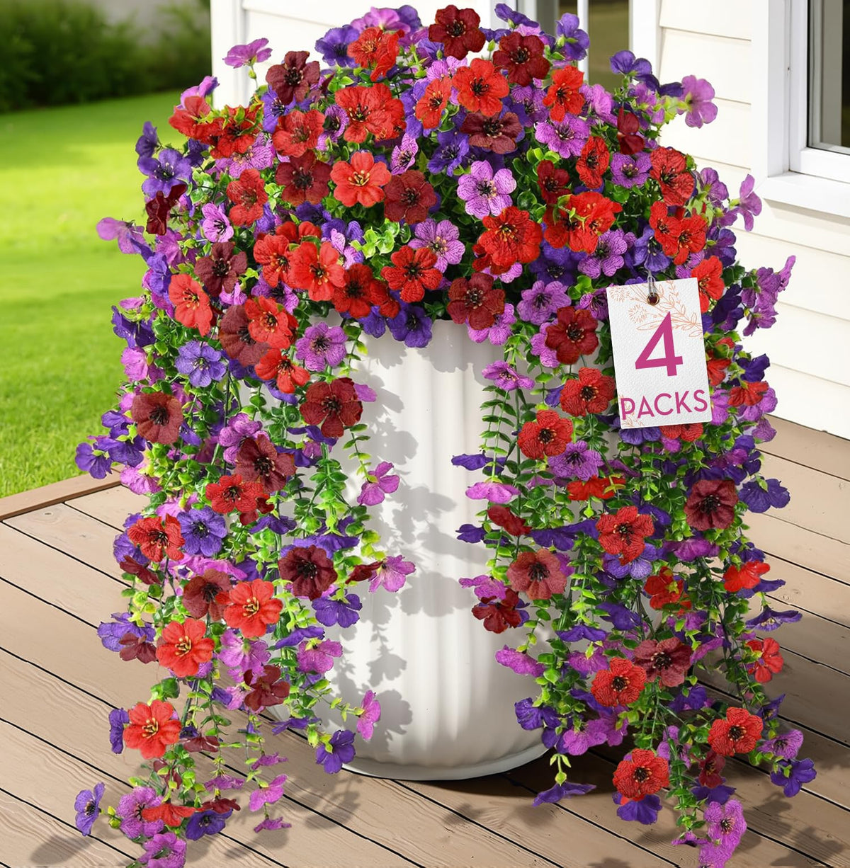 Alupssuc red-daisy hanging bundle for outdoor decor adds year-round color.