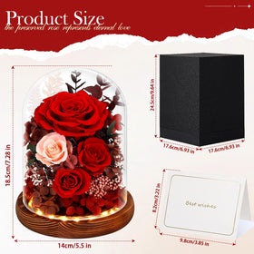 Alupssuc Eternal red rose encased in glass dome for elegant home decor.