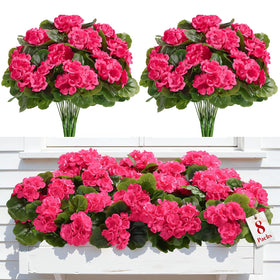 Alupssuc 8Pcs artificial geraniums for outdoor bouquets add lasting color to porches.