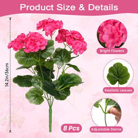 Alupssuc 8Pcs geraniums provide easy-care indoor accents that stay blooming without watering.