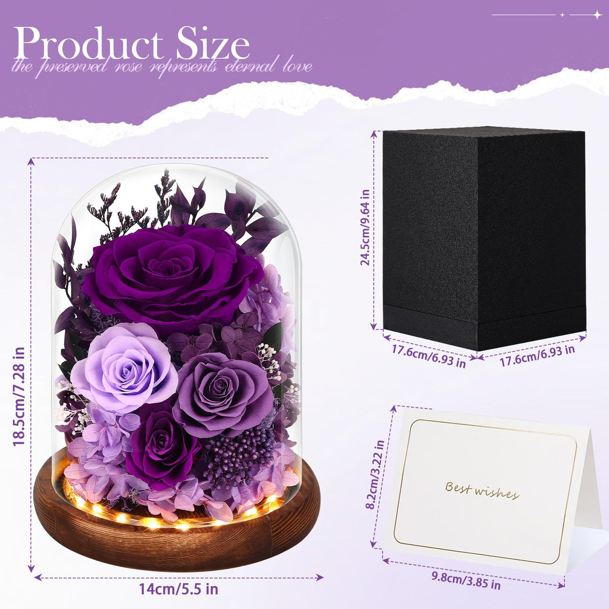 Alupssuc Mother’s Day gift box with a purple eternal rose.