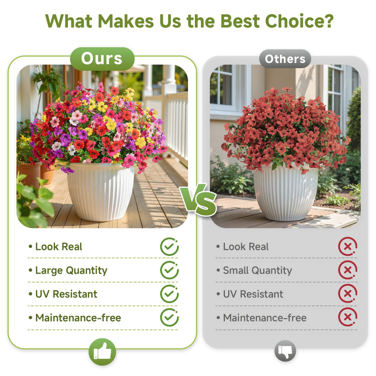 Alupssuc outdoor-ready artificial flowers require no watering or insects