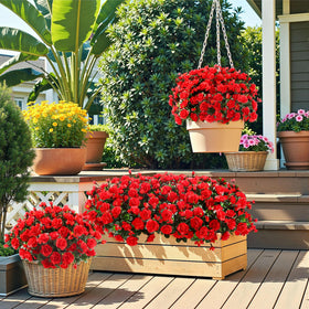 Alupssuc planter and window box decor with camellia for quick refresh.