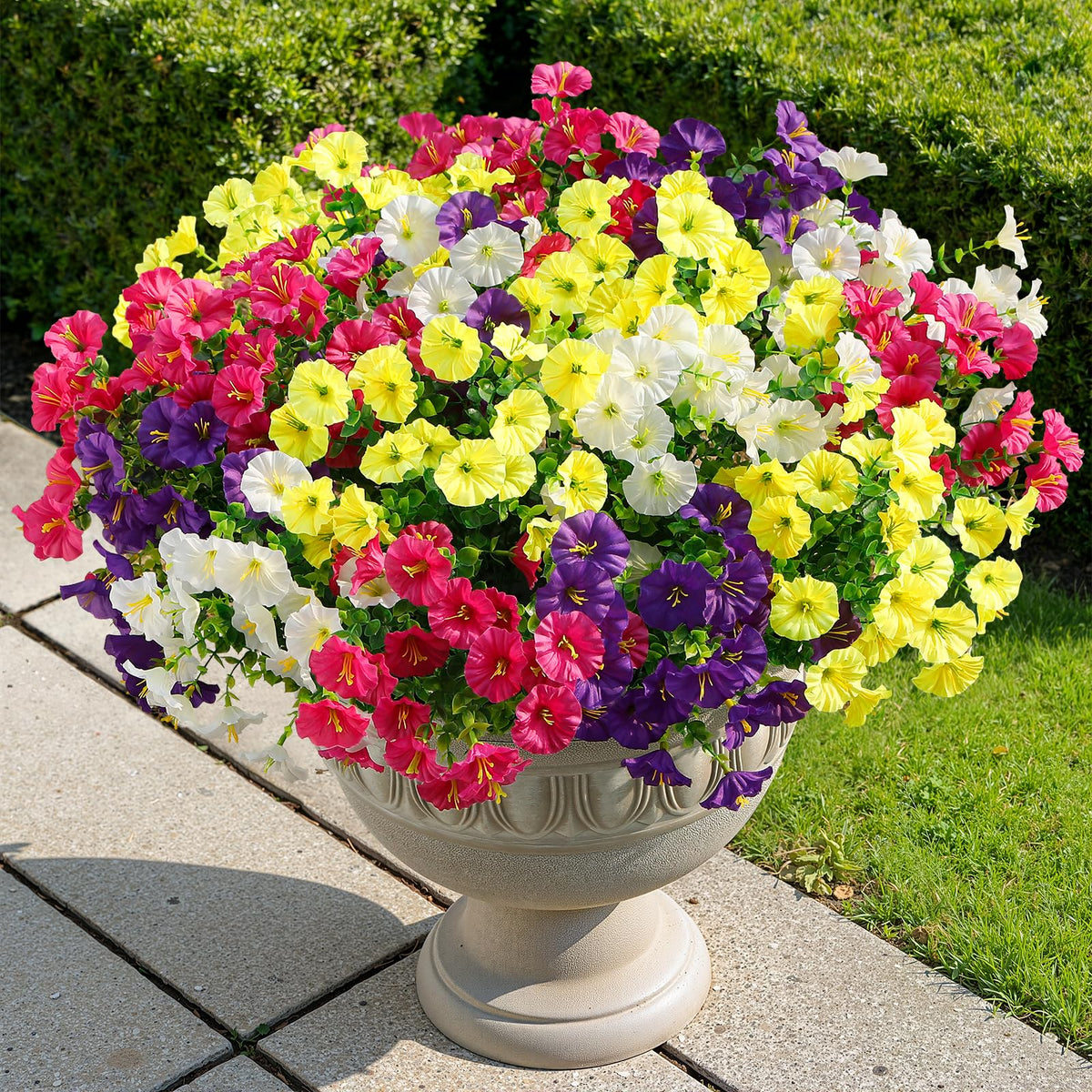 Alupssuc porch rail display with morning glory for year-round color.