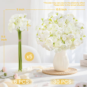 Alupssuc ranunculus ivory white silk petals highlight realistic look for home decor