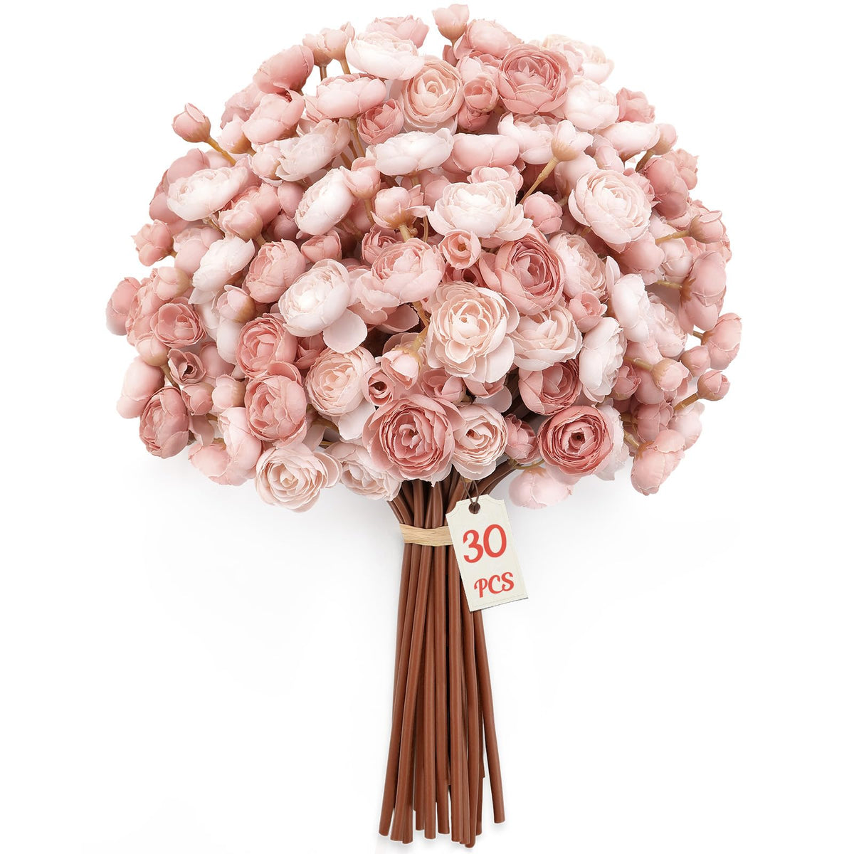 Alupssuc ranunculus stem detail highlights flexible iron-wire core for easy arrangements.