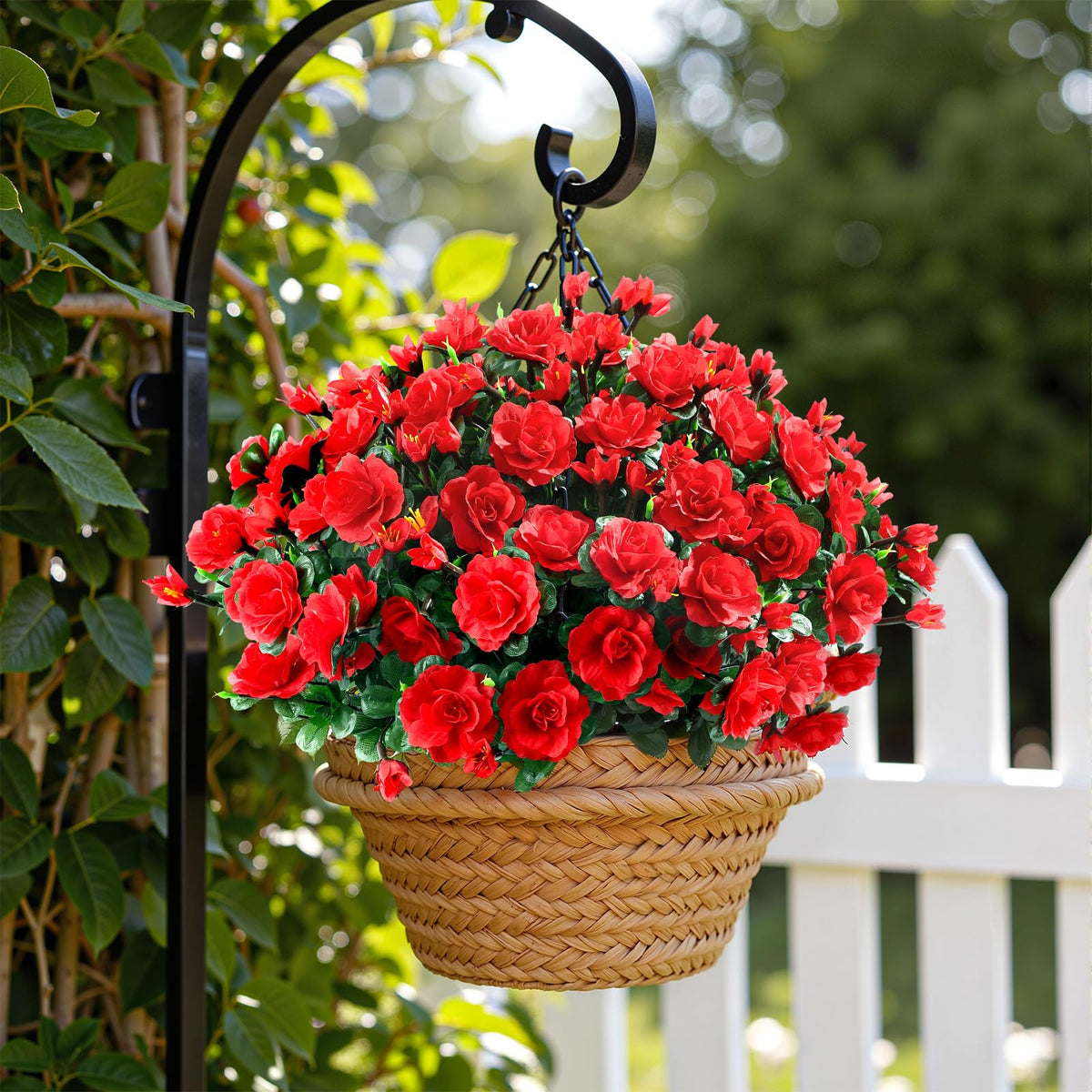 Alupssuc red camellia bouquet adds bold color to any outdoor area.
