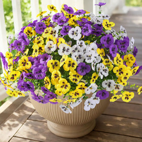 Alupssuc silk pansies with eucalyptus leaves for realistic year-round outdoor decor