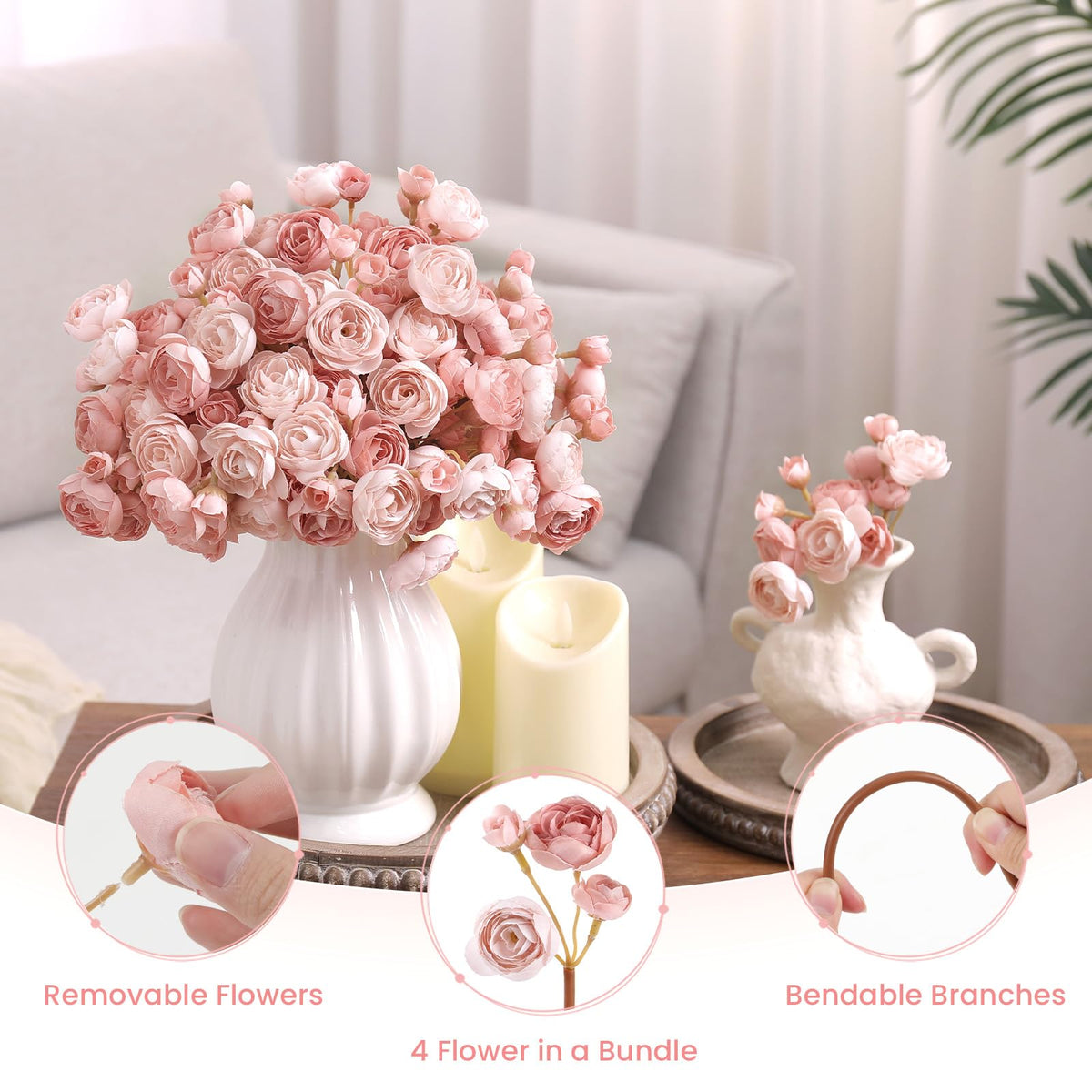 Alupssuc silk petal texture close-up emphasizes natural ranunculus look.