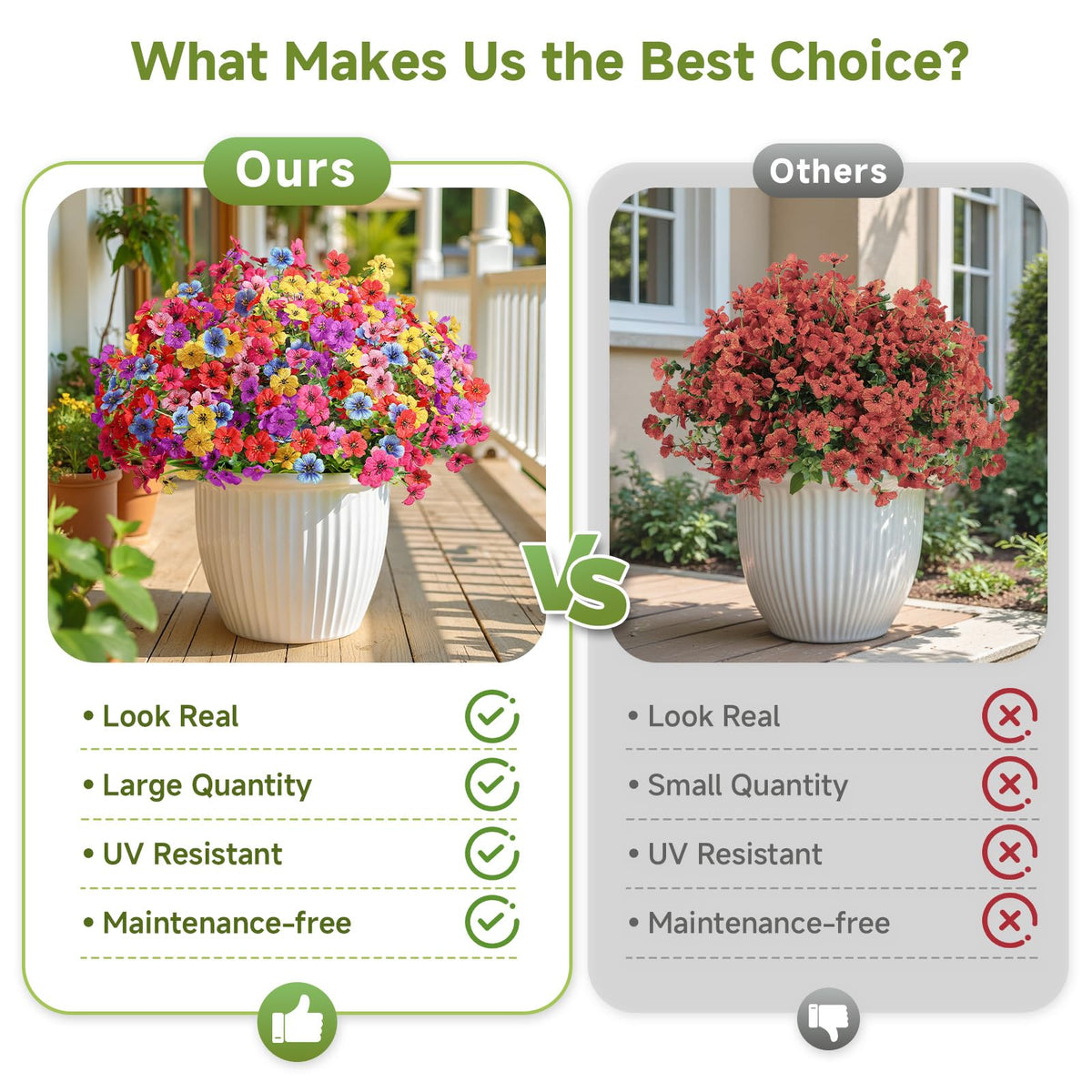 Alupssuc UV-resistant silk blossoms ideal for patios and fences