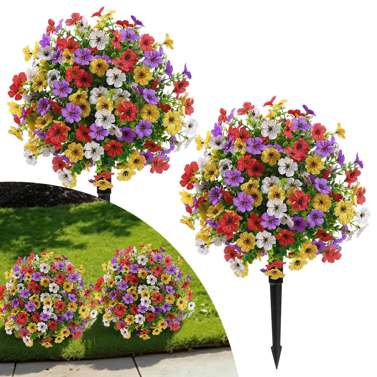 Alupssuc 20-inch topiary ball with mixed colors for instant curb appeal.