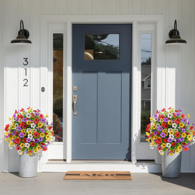 Alupssuc 20-inch topiary ball window box display adds color.